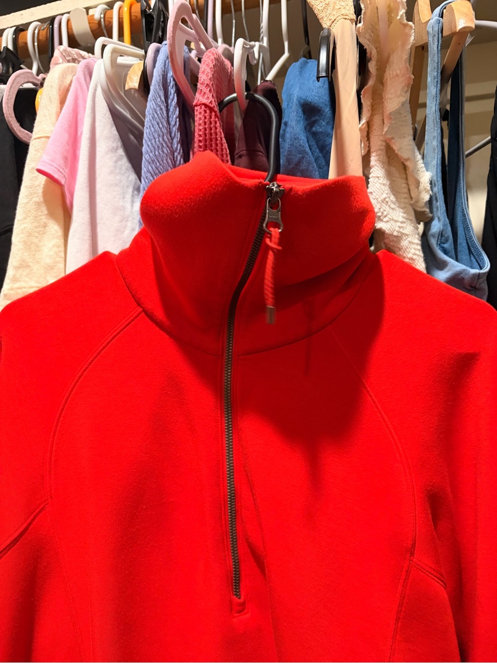 SPANX Red Half-Zip Puffer-Style Fleece Pullover - Picture 3 of 6